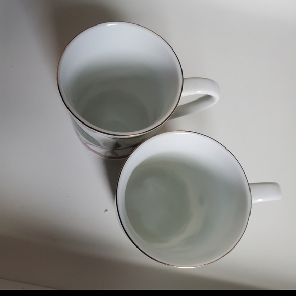 Otagiri Japan Pair of Mugs Cherry Fruit Motif White Red Coffee Tea - Picture 3 of 5